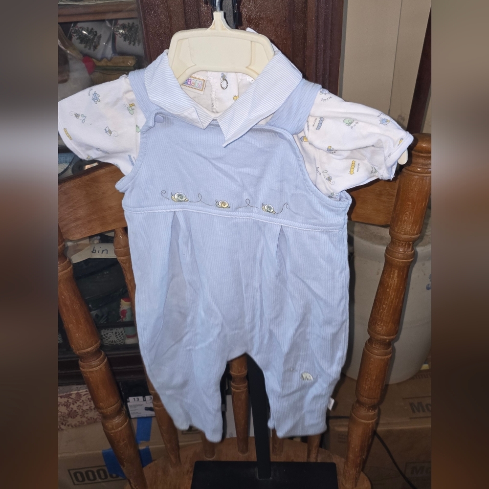 5 For 25$ Mcbaby Blue Baby Romper with White Shirt